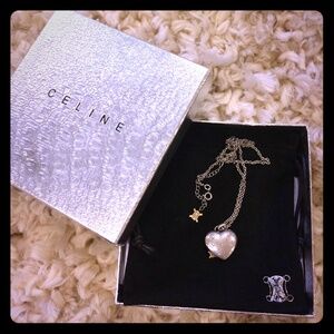 Authentic Celine silver heart necklace w/ box